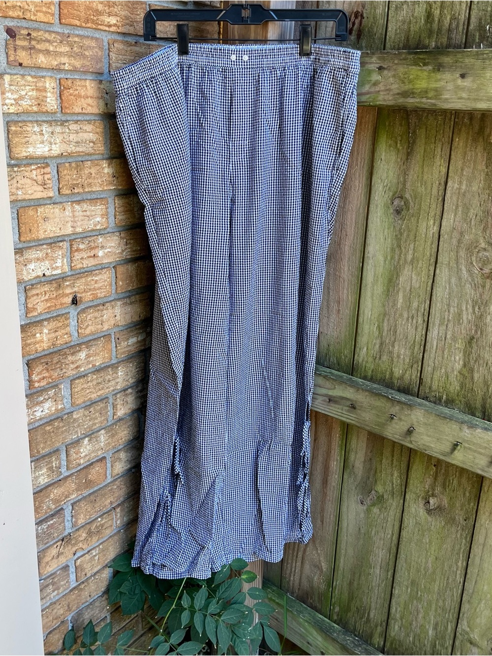 Aerie Black and White Gingham Side Tie Lounge Pants